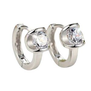** 925 Silver Plated Zircon Hoop Earrings Huggie Earrings